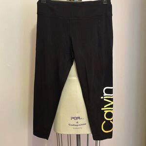 Women’s Leggings Calvin Klein Sz XL Black with Yellow & White Printing